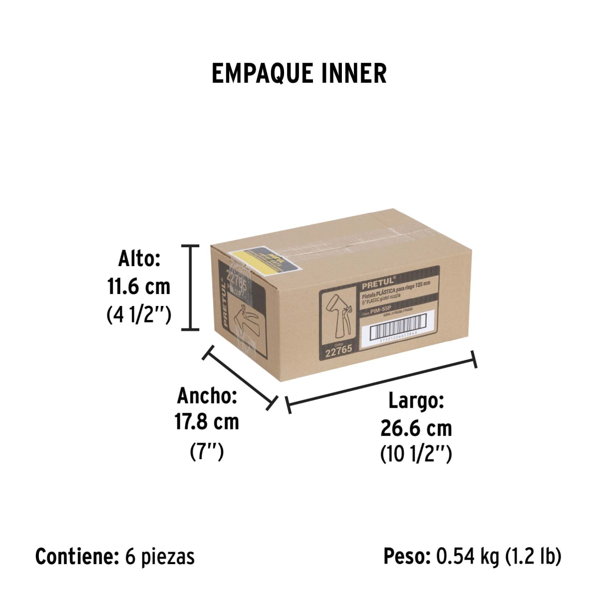Pistola Plástica Para Riego  De 5 Funciones Pretul 227653