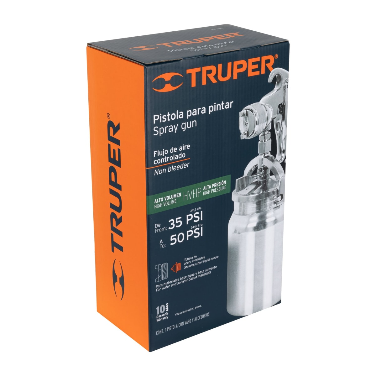 Pistola Para Pintar Succión Hvhp Vaso Aluminio 1.8Mm Con 3 Perillas Truper 140855