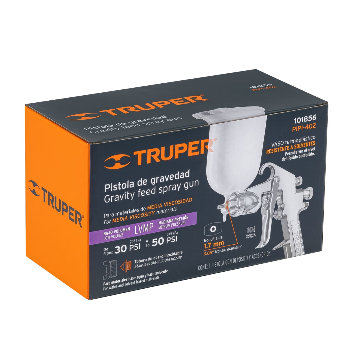 Pistola para Pintar de Gravedad 1.7 mm Truper 1018566