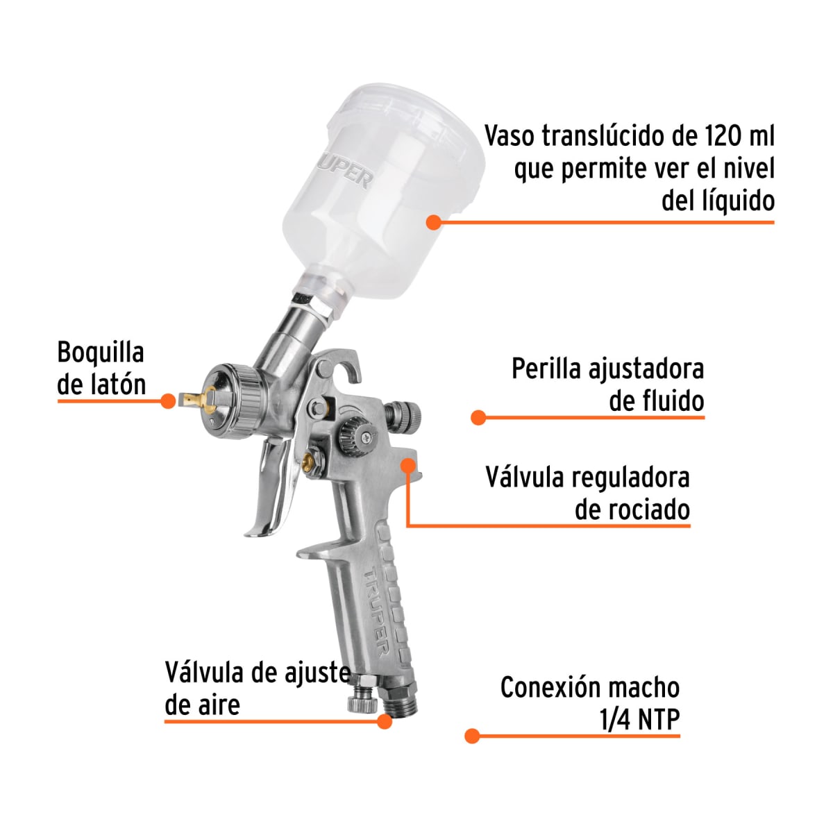 Pistola Para Pintar De Gravedad 1 mm Truper 110972