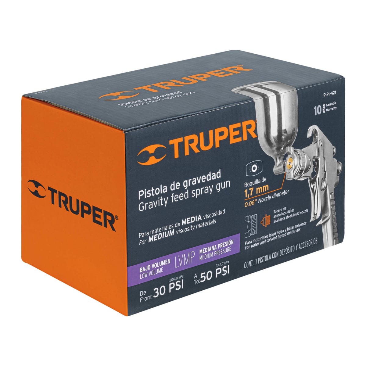 Pistola Para Pintar De Gravedad 1.7 mm Truper 130619