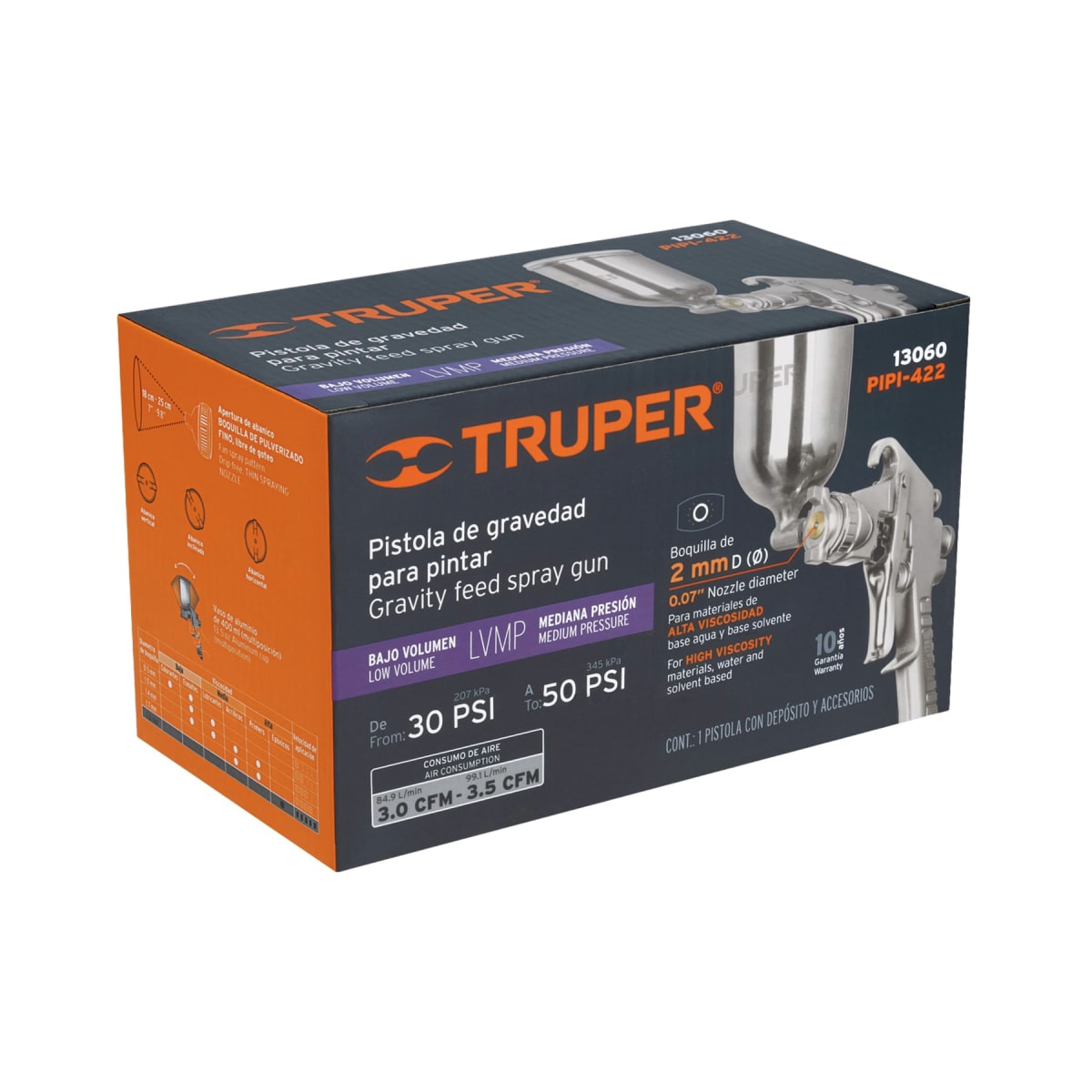 Pistola Para Pintar De Gravedad 2 mm Truper 130609