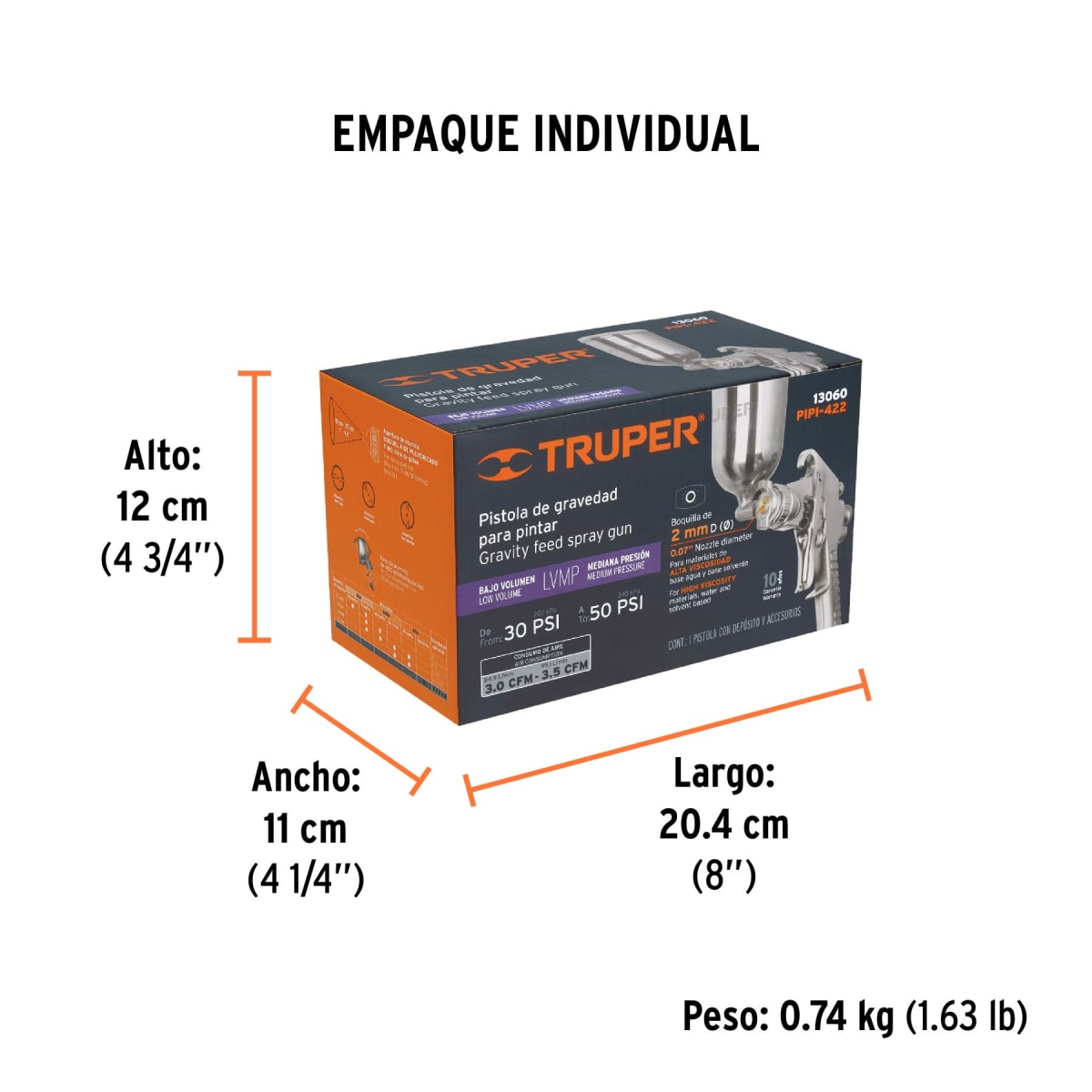 Pistola Para Pintar De Gravedad 2 mm Truper 130606
