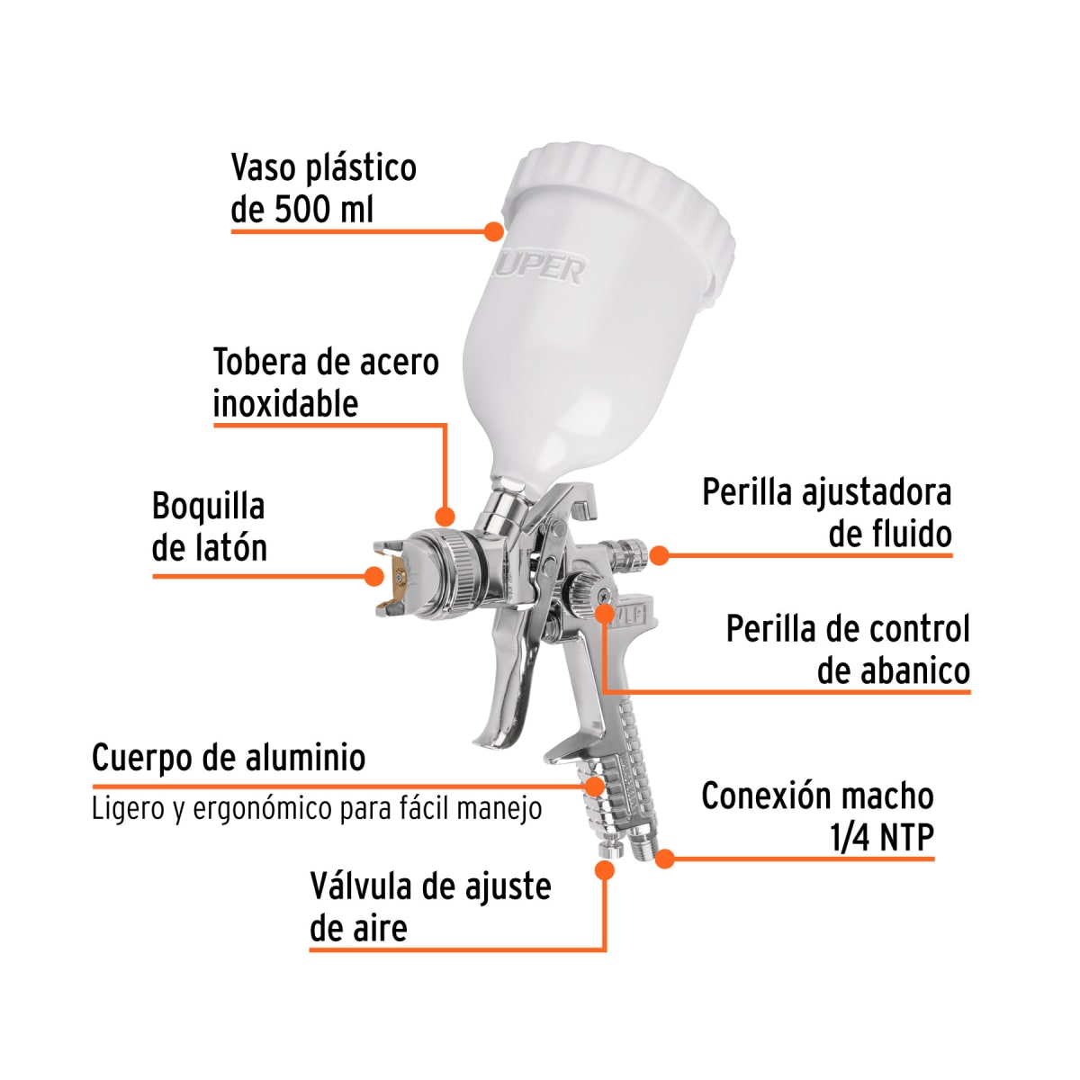 Pistola Para Pintar De Gravedad 1.4 mm Truper 121283
