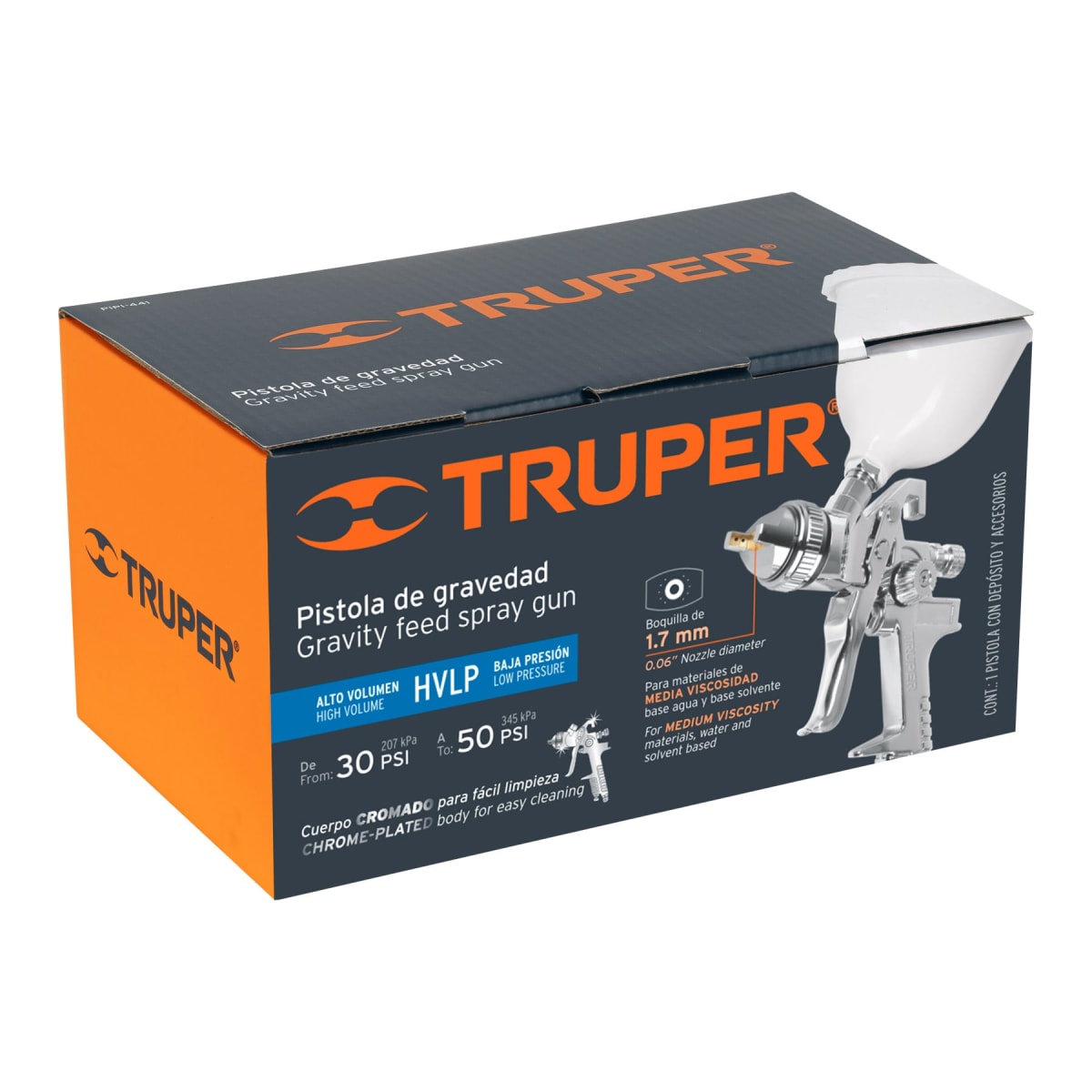 Pistola Para Pintar De Gravedad 1.7 mm Truper 121296