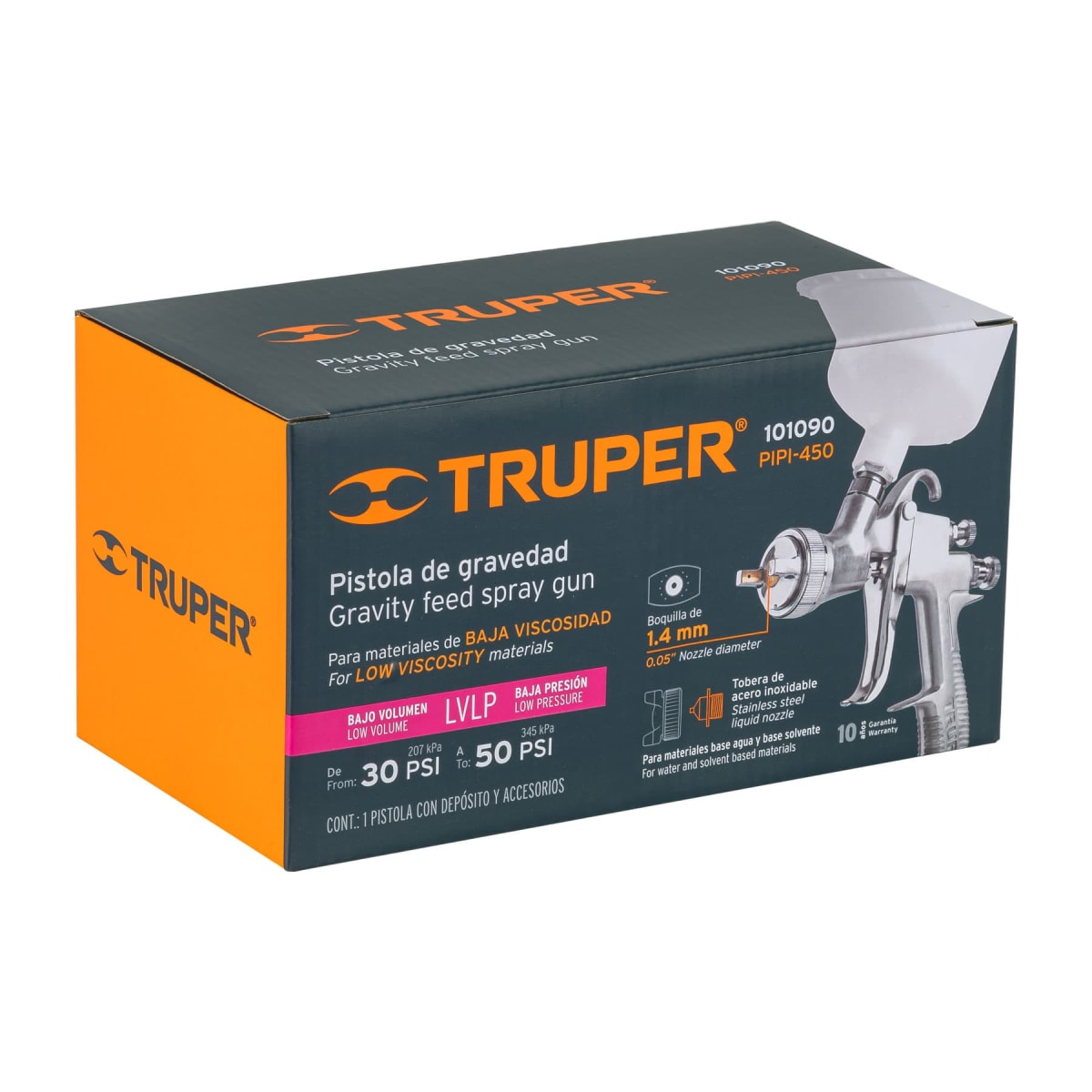 Pistola para Pintar de Gravedad 1.4 mm Truper 1010904