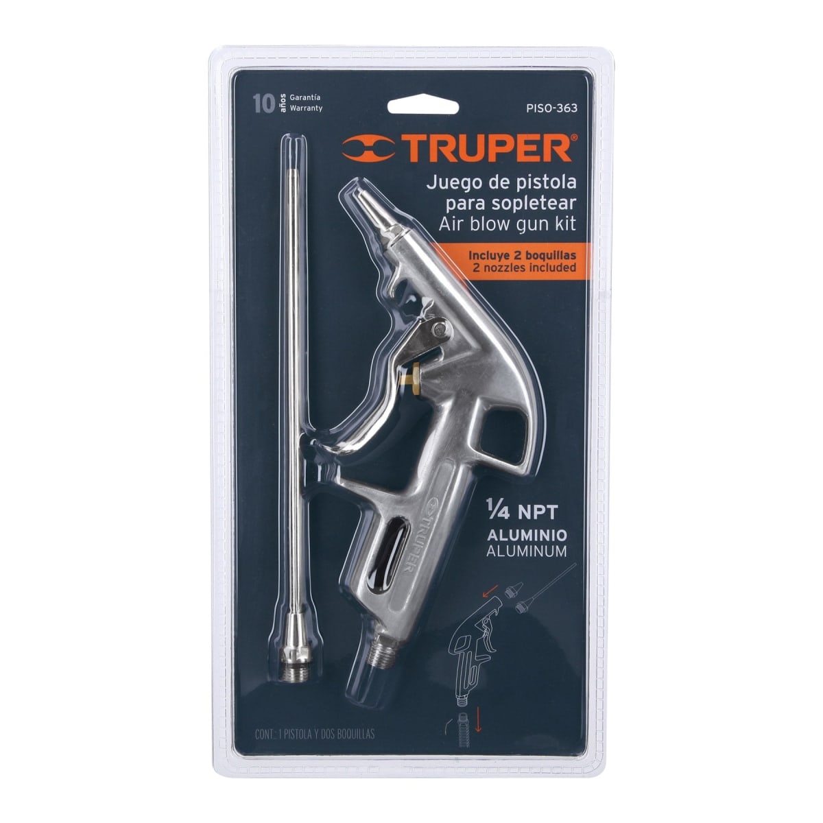 Pistola Para Sopletear Con 2 Boquillas Truper 106473