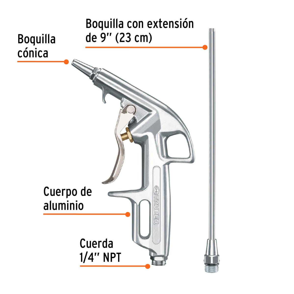 Pistola Para Sopletear Con 2 Boquillas Truper 106472