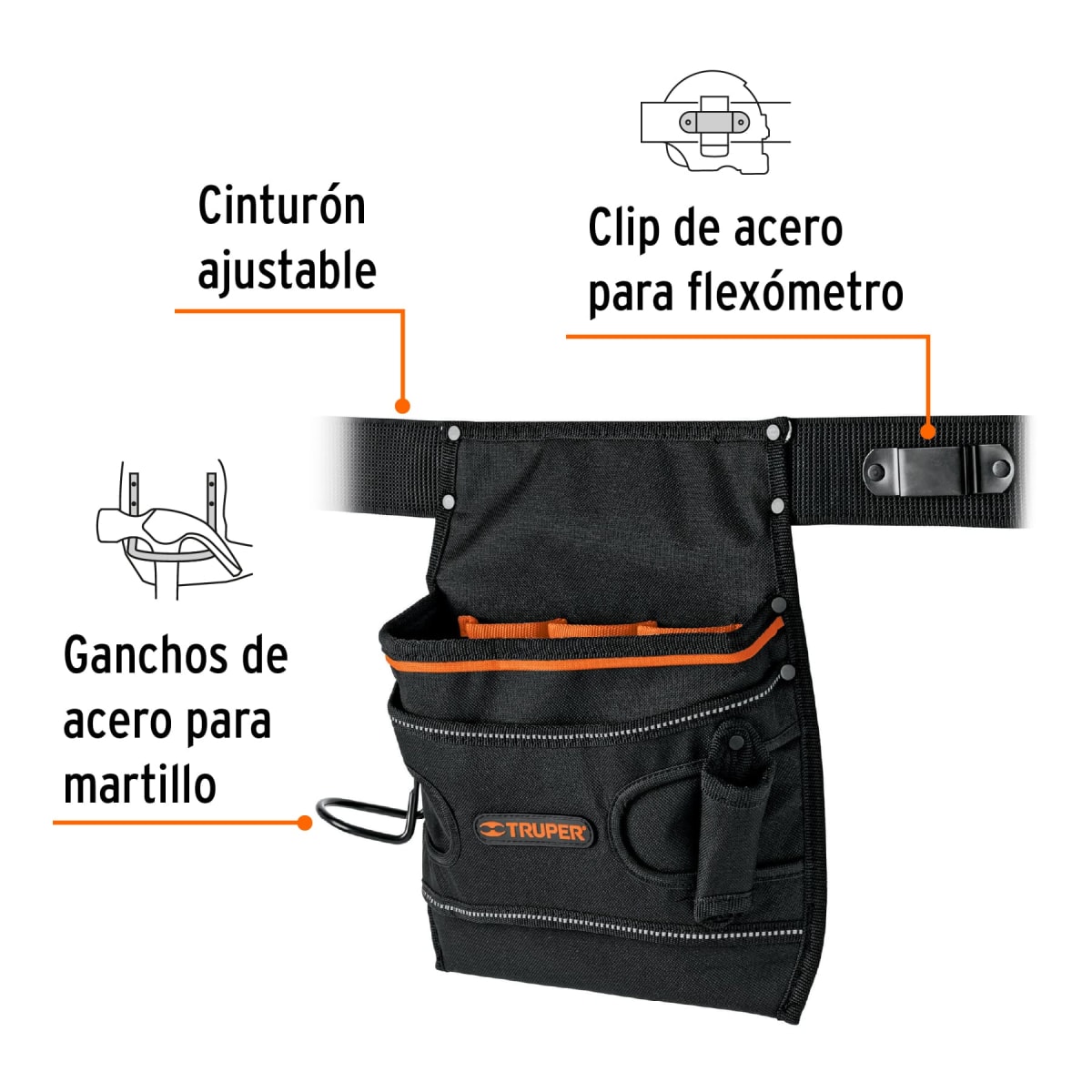 Cinturón Portaherramientas 7 Compartimentos Truper 153123