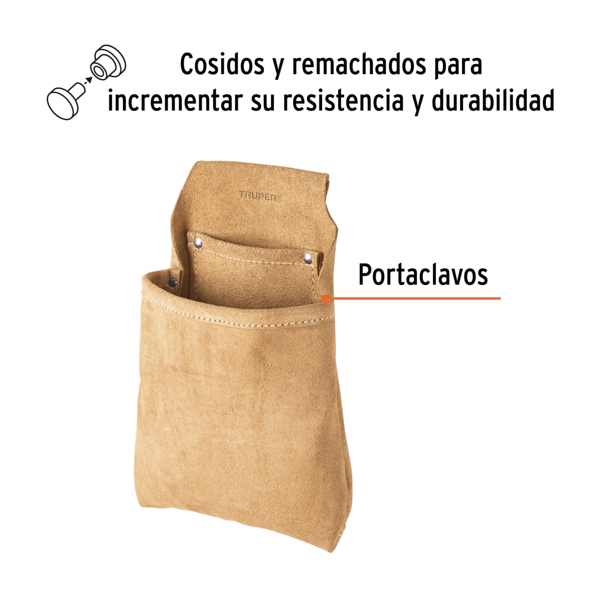 Cinturón portaherramientas de clavos 2 compartimentos Truper 115163