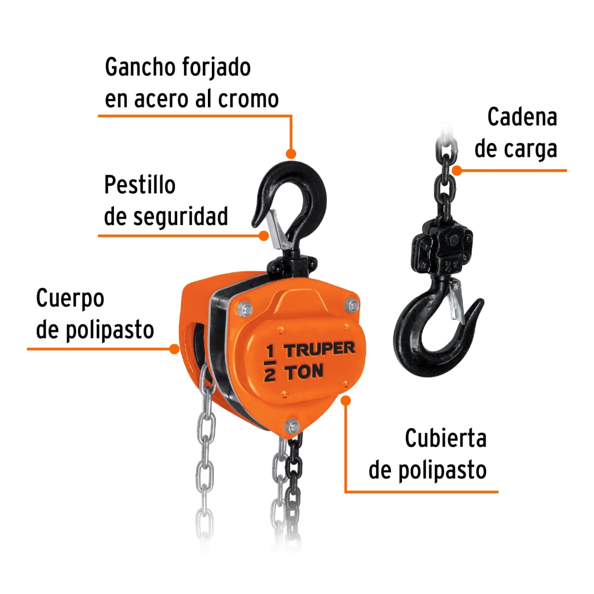 Tecle con Cadena 3M X 1/2Ton Truper 168232