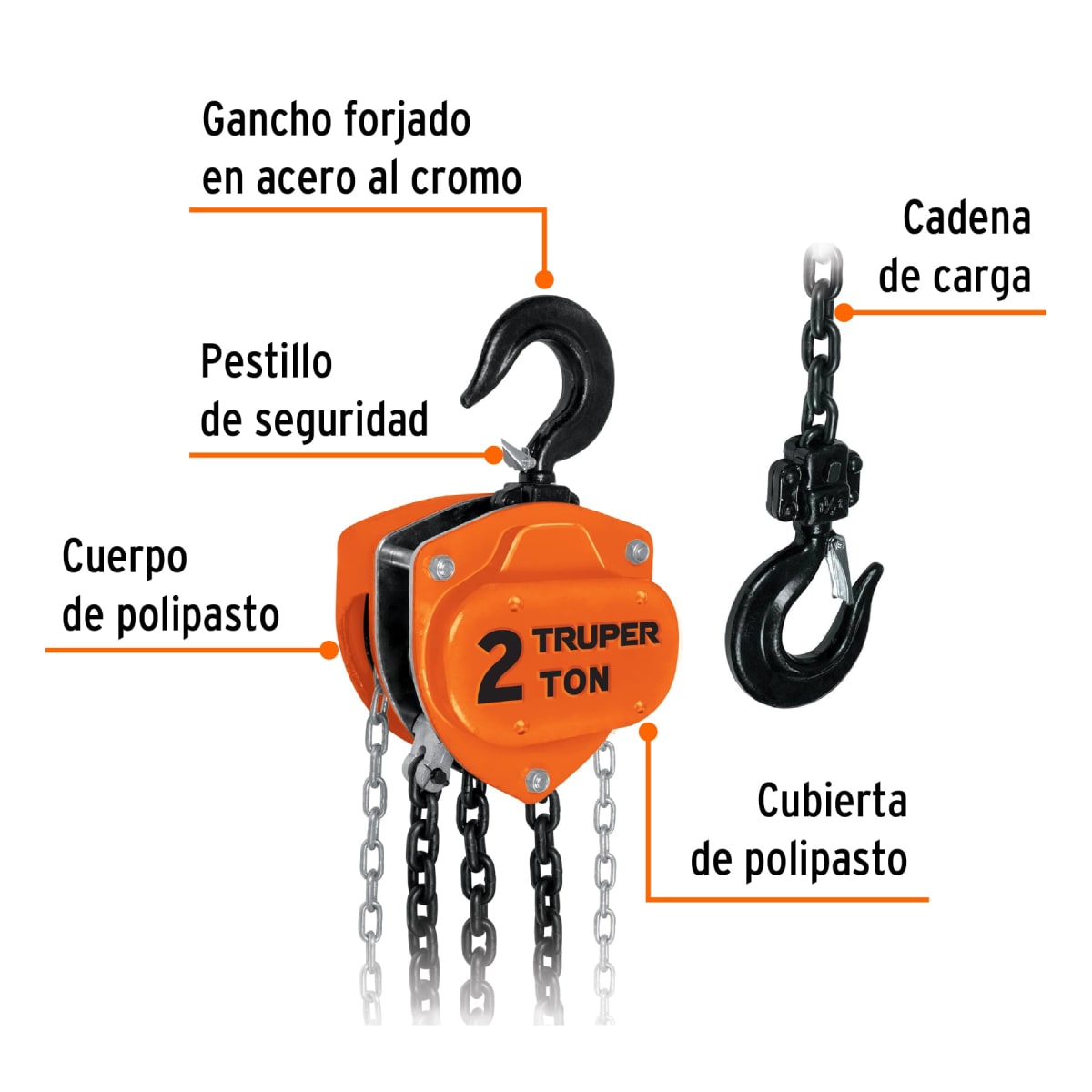 Tecle Con Cadena 3Mt X 2 Ton Truper 168264