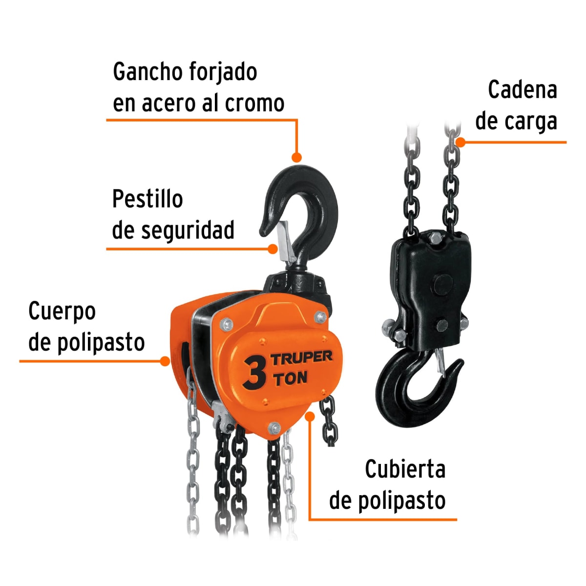 Tecle Con Cadena 3Mt X 3 Ton Truper 168273