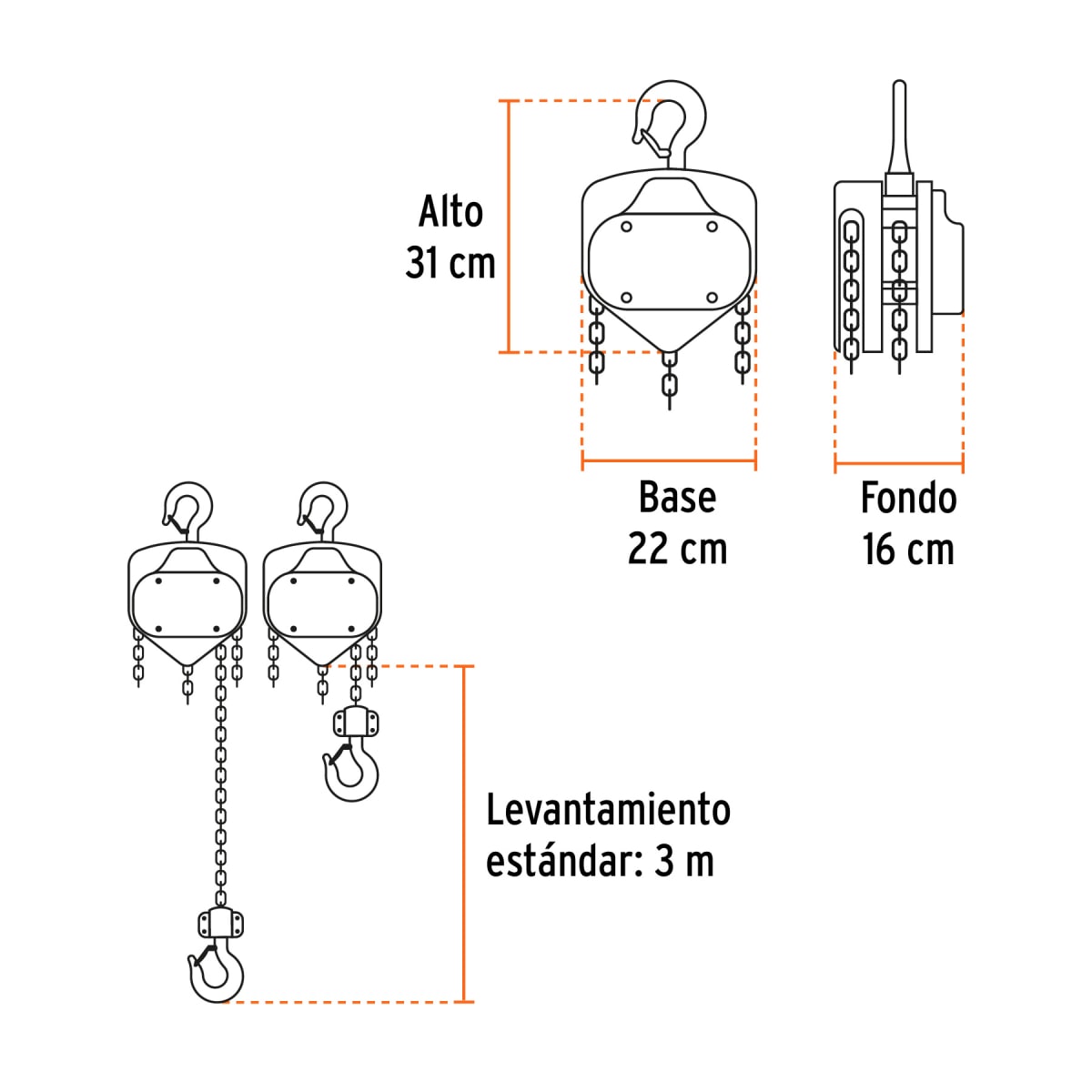 Tecle Con Cadena 3Mt X 3 Ton Truper 168272