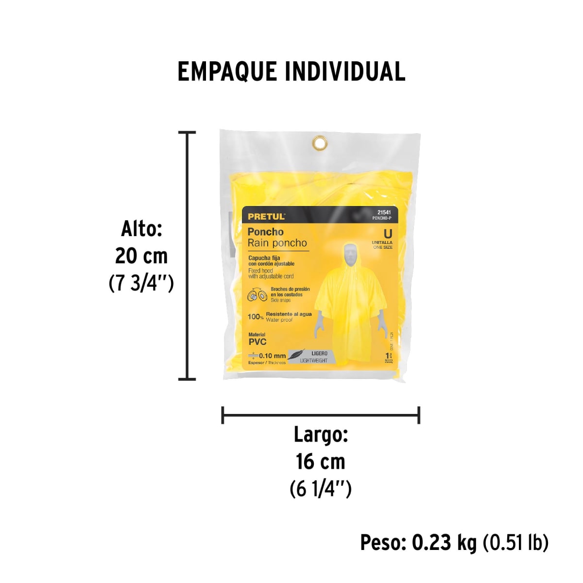 Poncho Para Lluvia Impermeable 100% PVC Pretul 215414