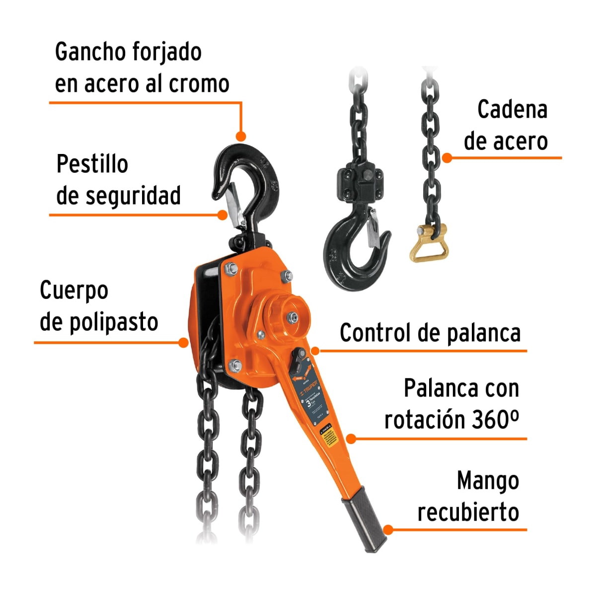 Tecle Palanca con Cadena 1.5M X 3Ton Truper 168432
