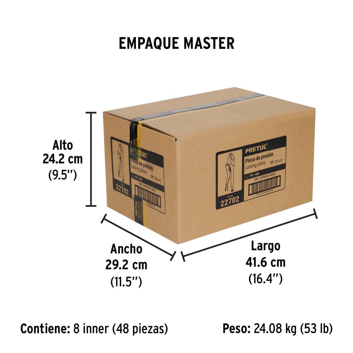 Alicate de presión mordaza recta Pretul 227026