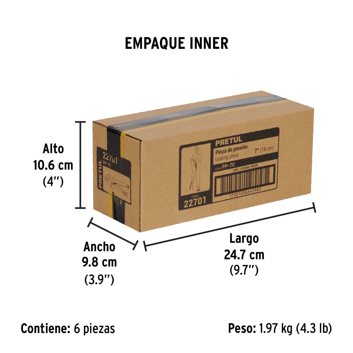 Alicate de presión mordaza curva pretul 227015