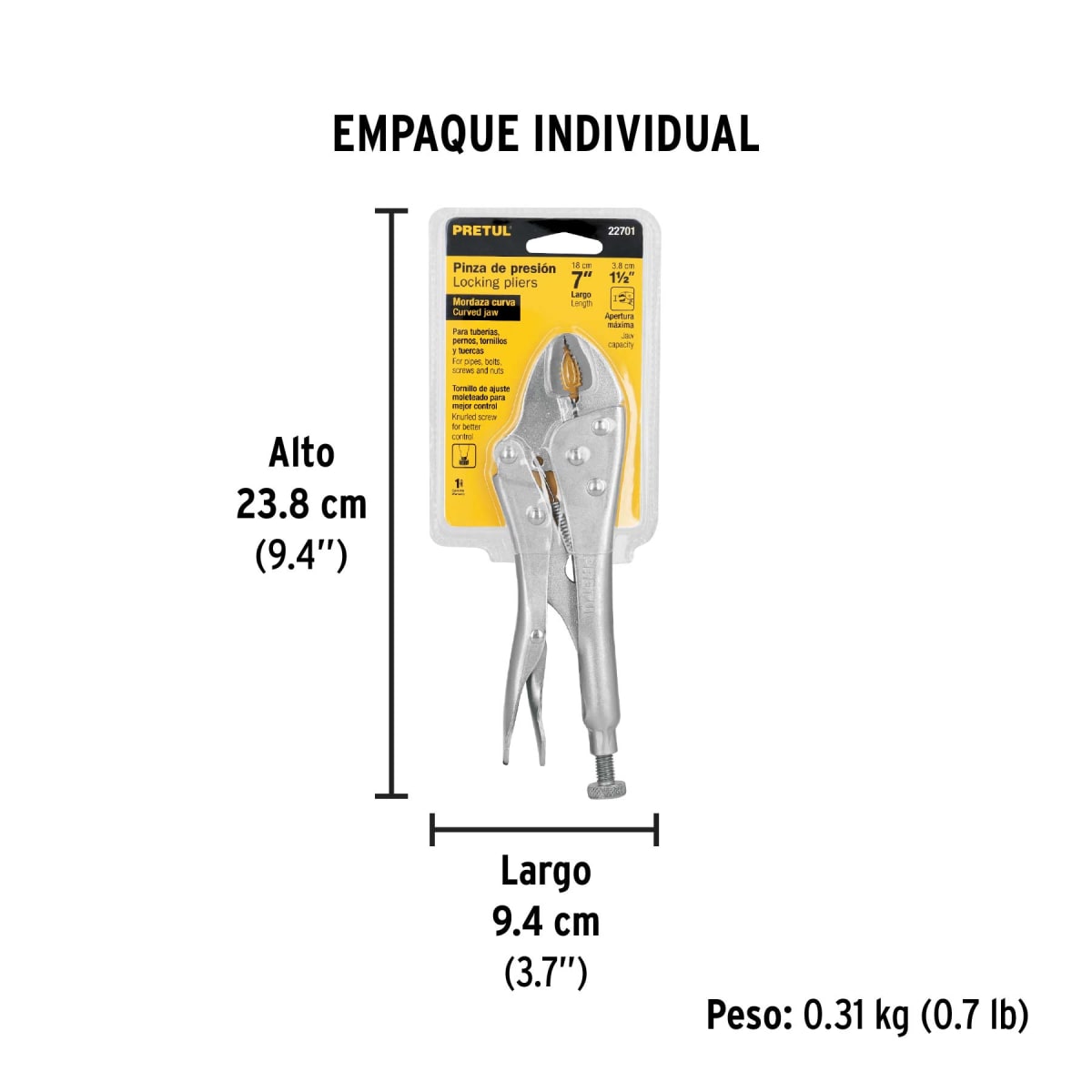 Alicate de presión mordaza curva pretul 227016