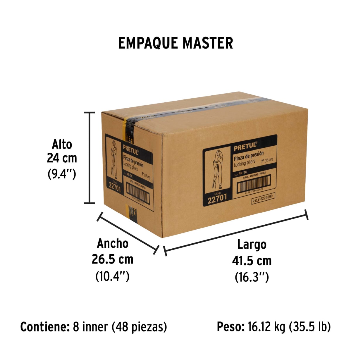 Alicate de presión mordaza curva pretul 227017