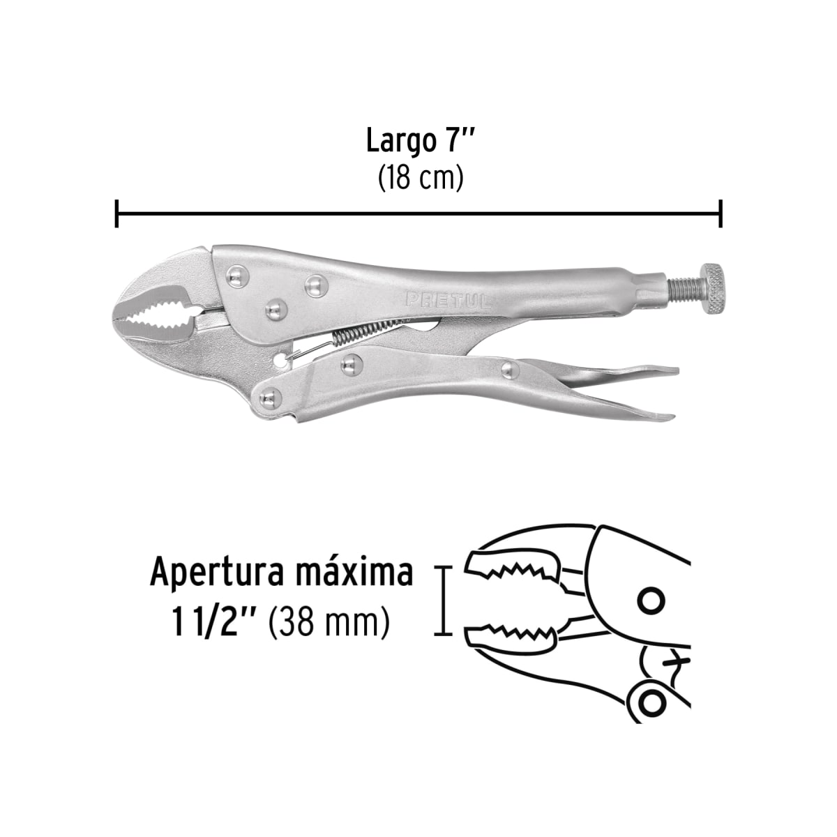 Alicate de presión mordaza curva pretul 227012