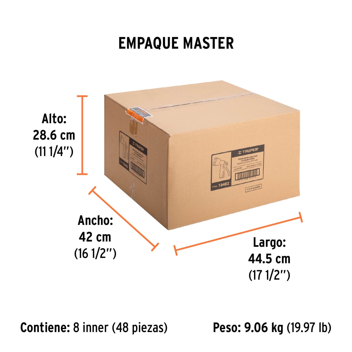 Pr-409 Pistola Plástica P/ Riego, Con Recubrimiento, 8 Funciones Truper 184823