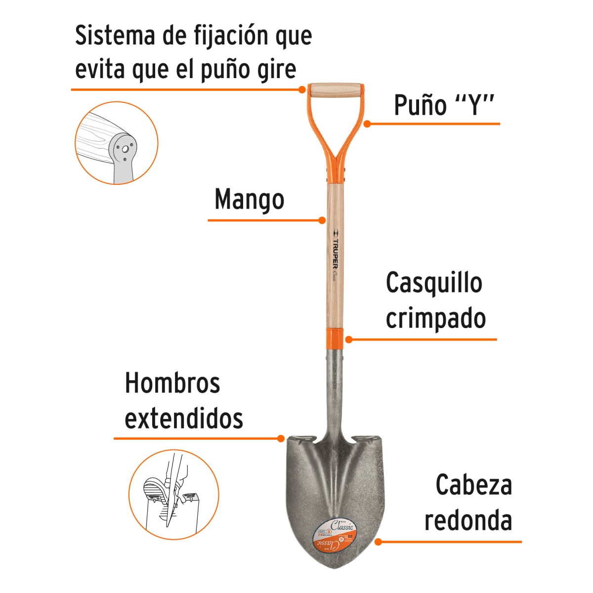 Pala Tipo Cuchara Classic Con Puño 