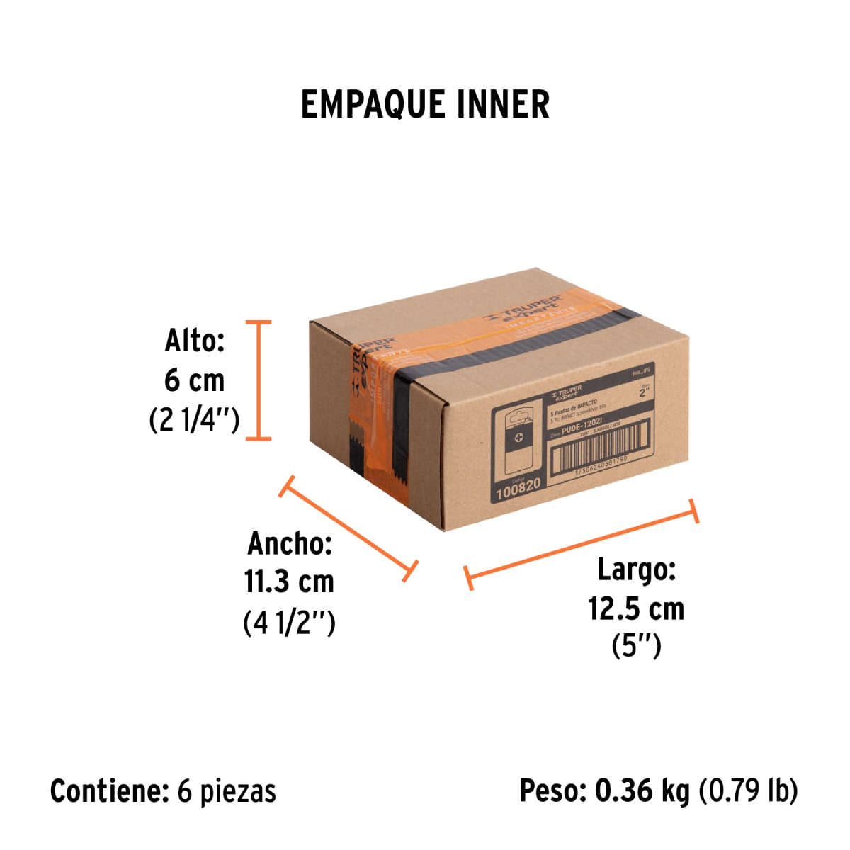 Juego De 5 Puntas De Impacto Phillips Ph2 X 2”,Truper 1008208