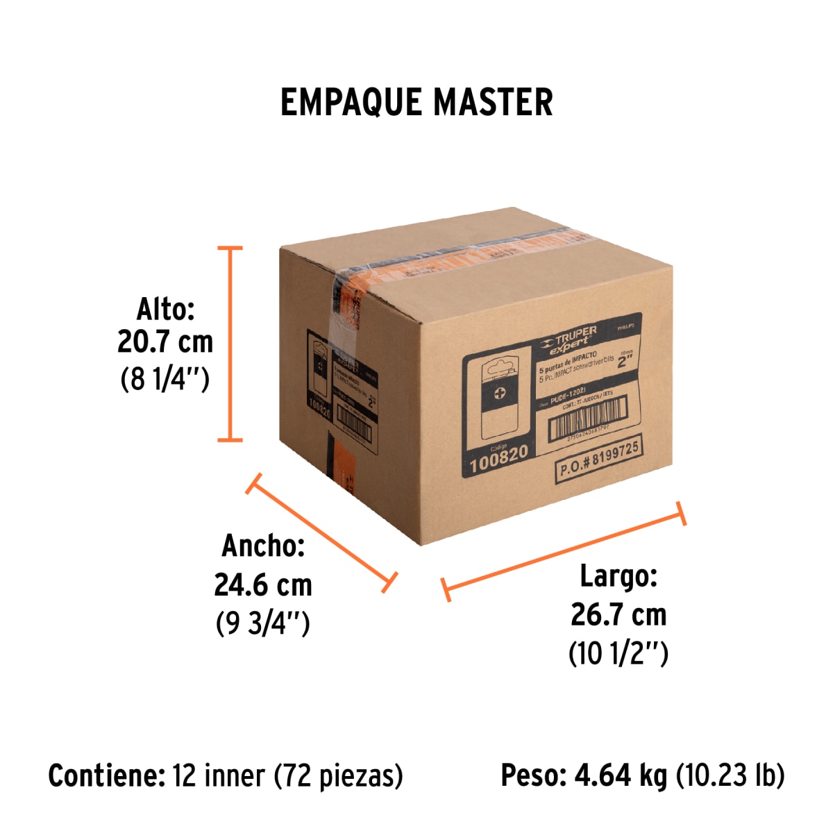 Juego De 5 Puntas De Impacto Phillips Ph2 X 2”,Truper 1008209