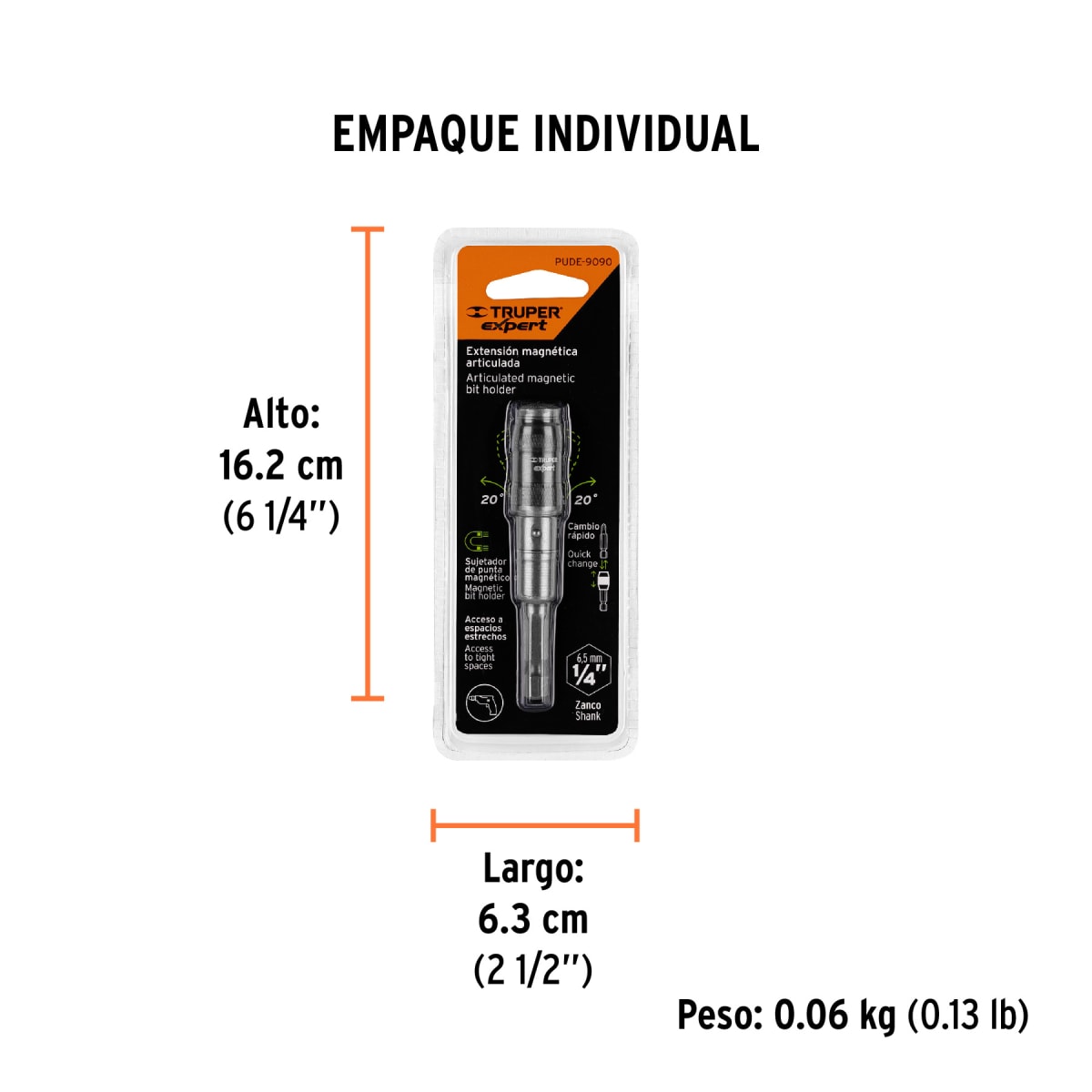 Adaptador Magnético Para Puntas , Cambio Rápido, 90 Mm, 11875 Truper5
