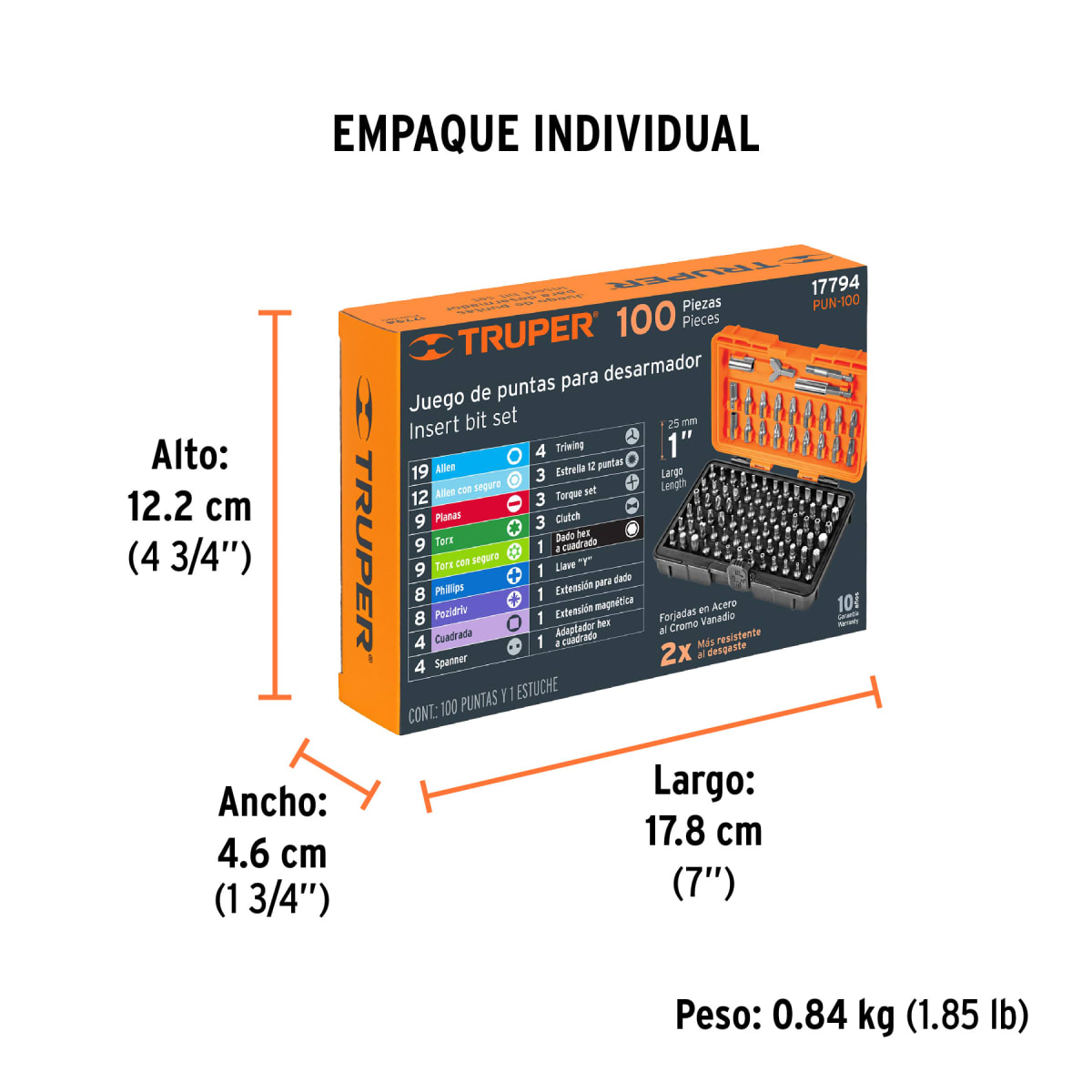 Juego De Bits y Adaptadores 100 Piezas Truper 179944