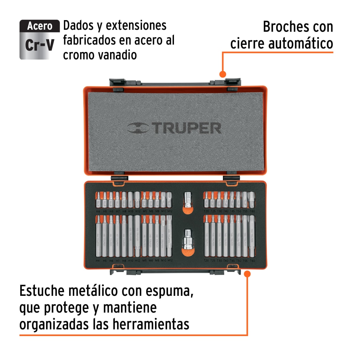 Juego De  Adaptadores y Bits 42 Piezas Truper 178092