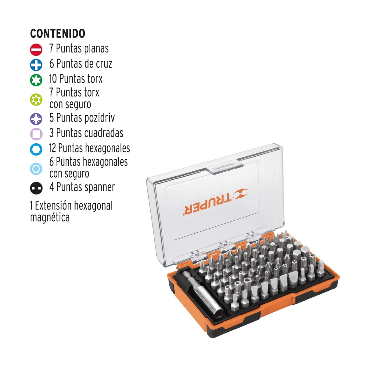 Juego De Bits y Adaptadores 61 Piezas Truper 107582