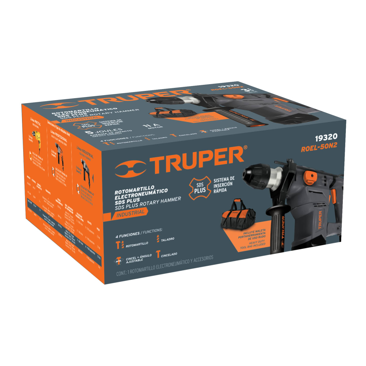Rotomartillo Eléctrico SDS Plus 1500 W 5 Joules Truper 192603