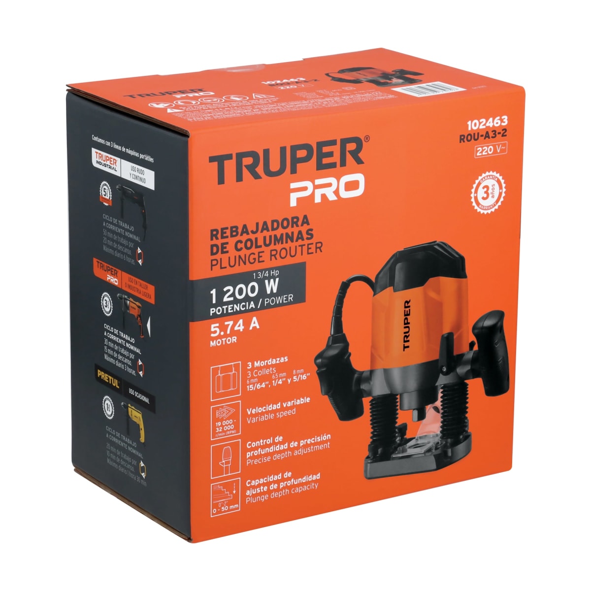 Fresadora Ruteadora 1200w Profesional Truper 1024634