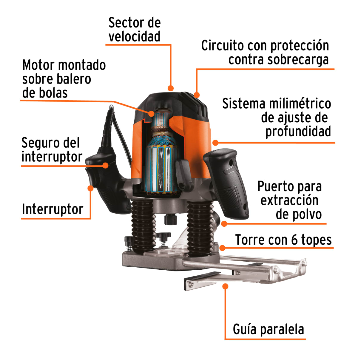 Fresadora Ruteadora 1200w Profesional Truper 1024632