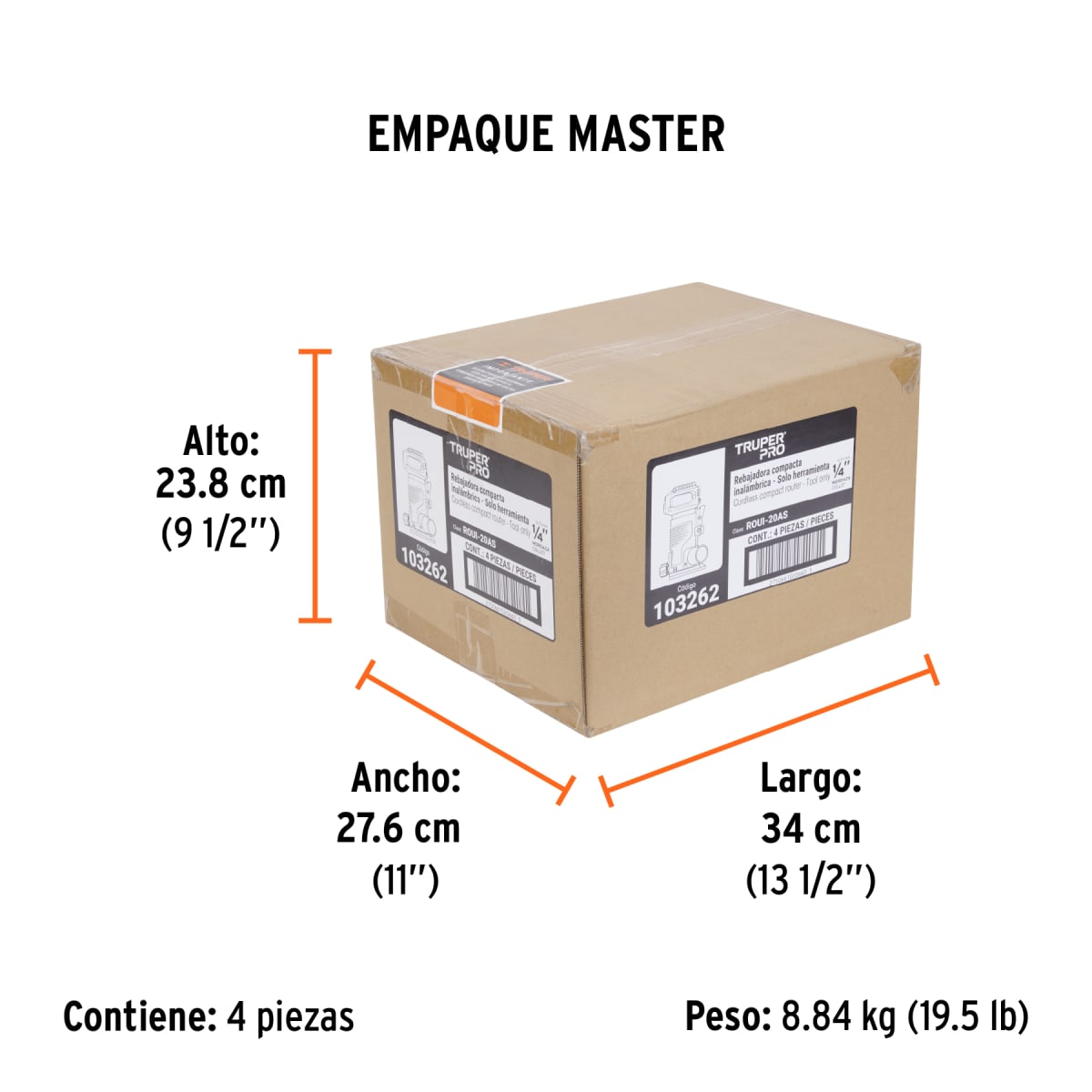 Ruteadora Fresadora 1/4 Inalámbrica 20Vol Sin Bat Truper 1032625