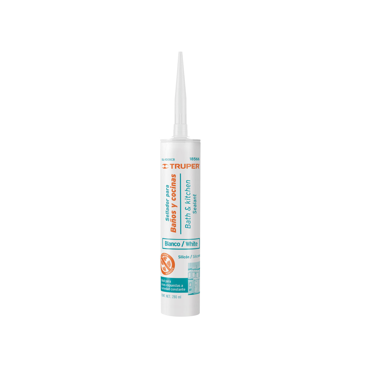 Silicona Blanca 280ml Antihongos Para Baños Truper 18566 0