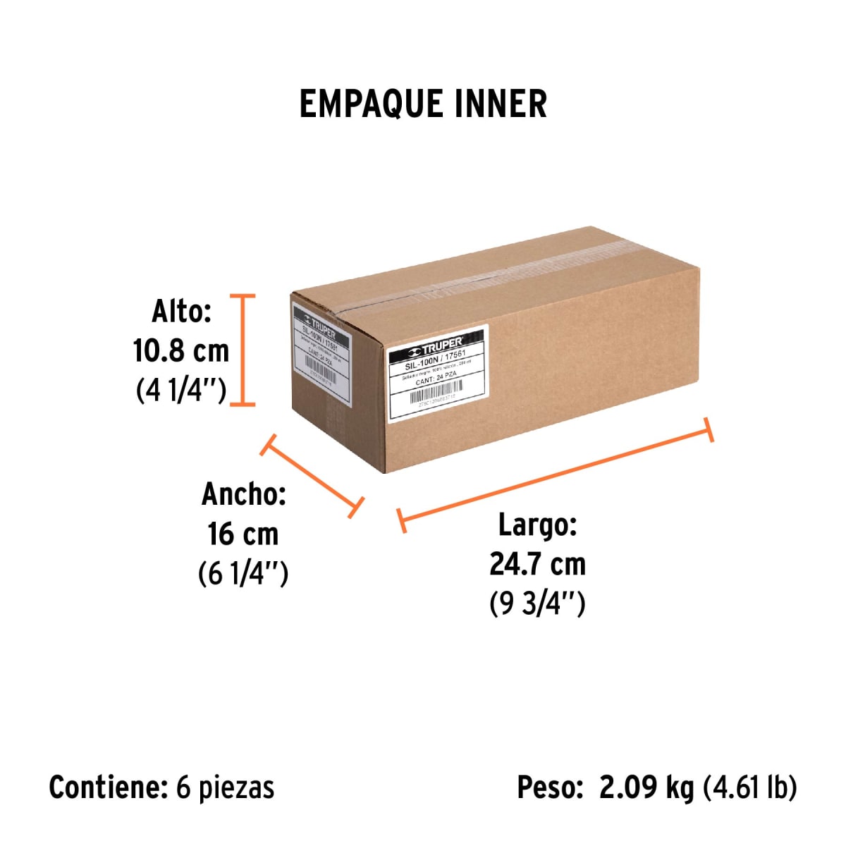 Silicona Negra 280ml al 100% Uso general Truper 175613