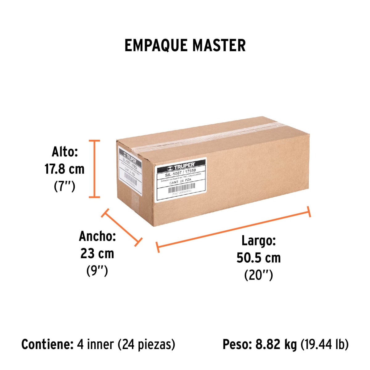 Silicona Transparente 280ml al 100% Uso general Truper 175594