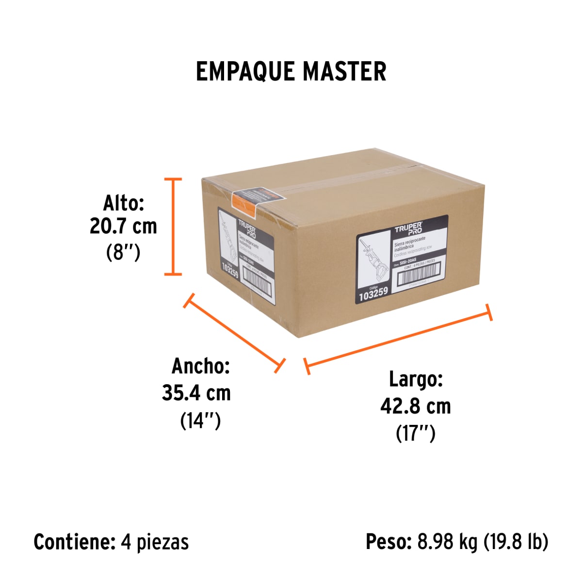 Sierra sable Inalámbrica 20Vol Sin Bat Truper 1032594