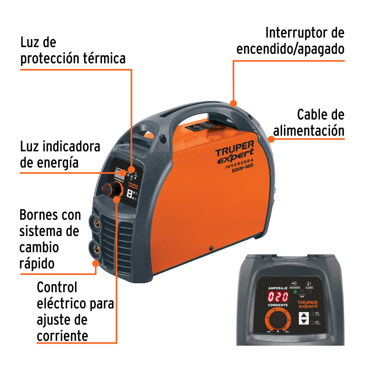 Soldadora Inversora 160 A 220 V Truper 136942