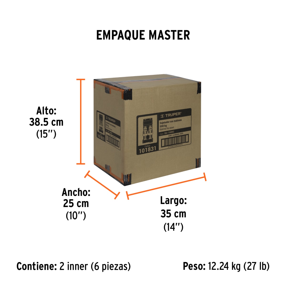 Juego De 2 Fajas Con Ratchet Carga Máx 1500 Kg Truper 1018317