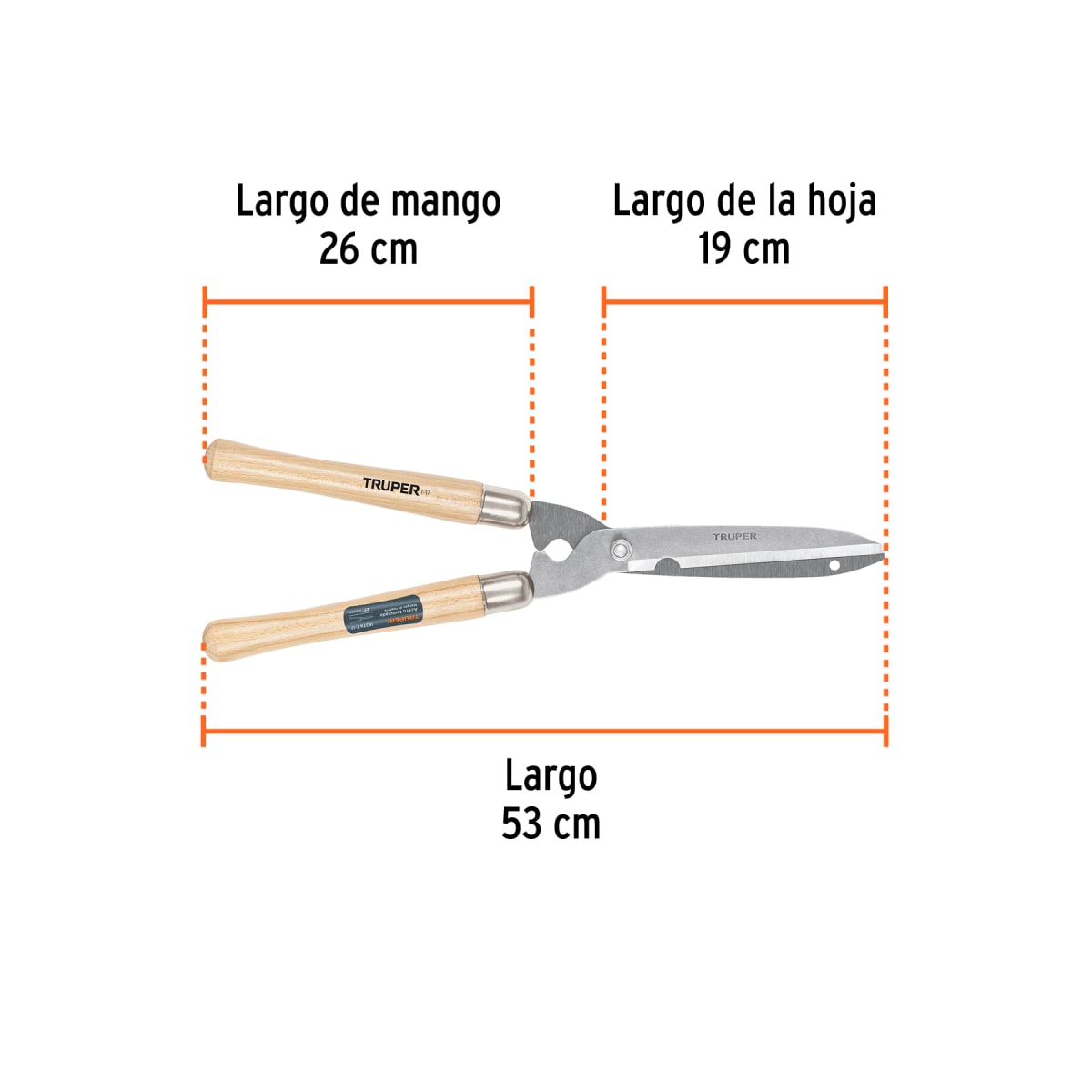 Tijera Para Poda 53 cm Ligera Mangos De Madera Truper 183763