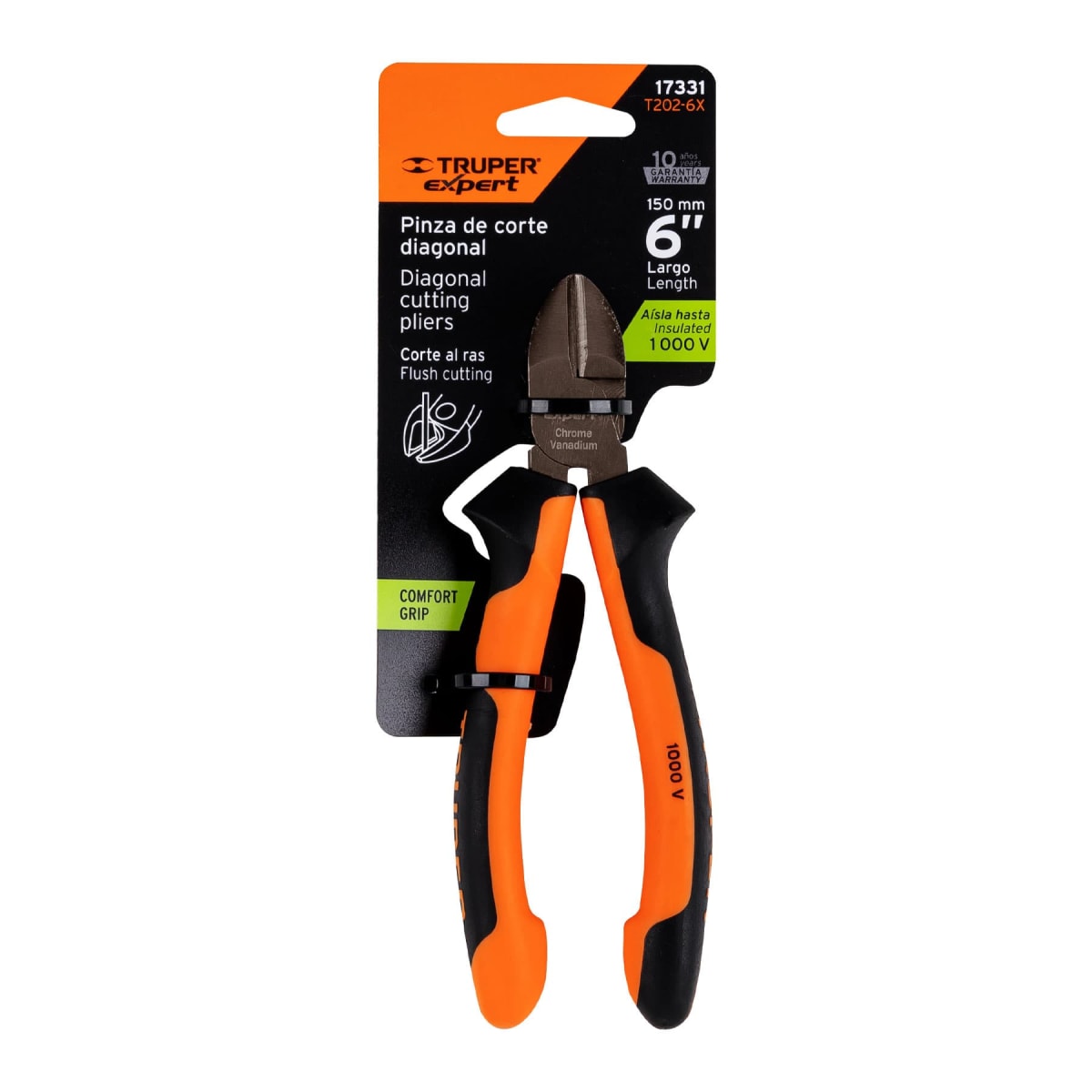 Alicate Corte Diagonal 1000V Mango Confort Grip Truper 173313