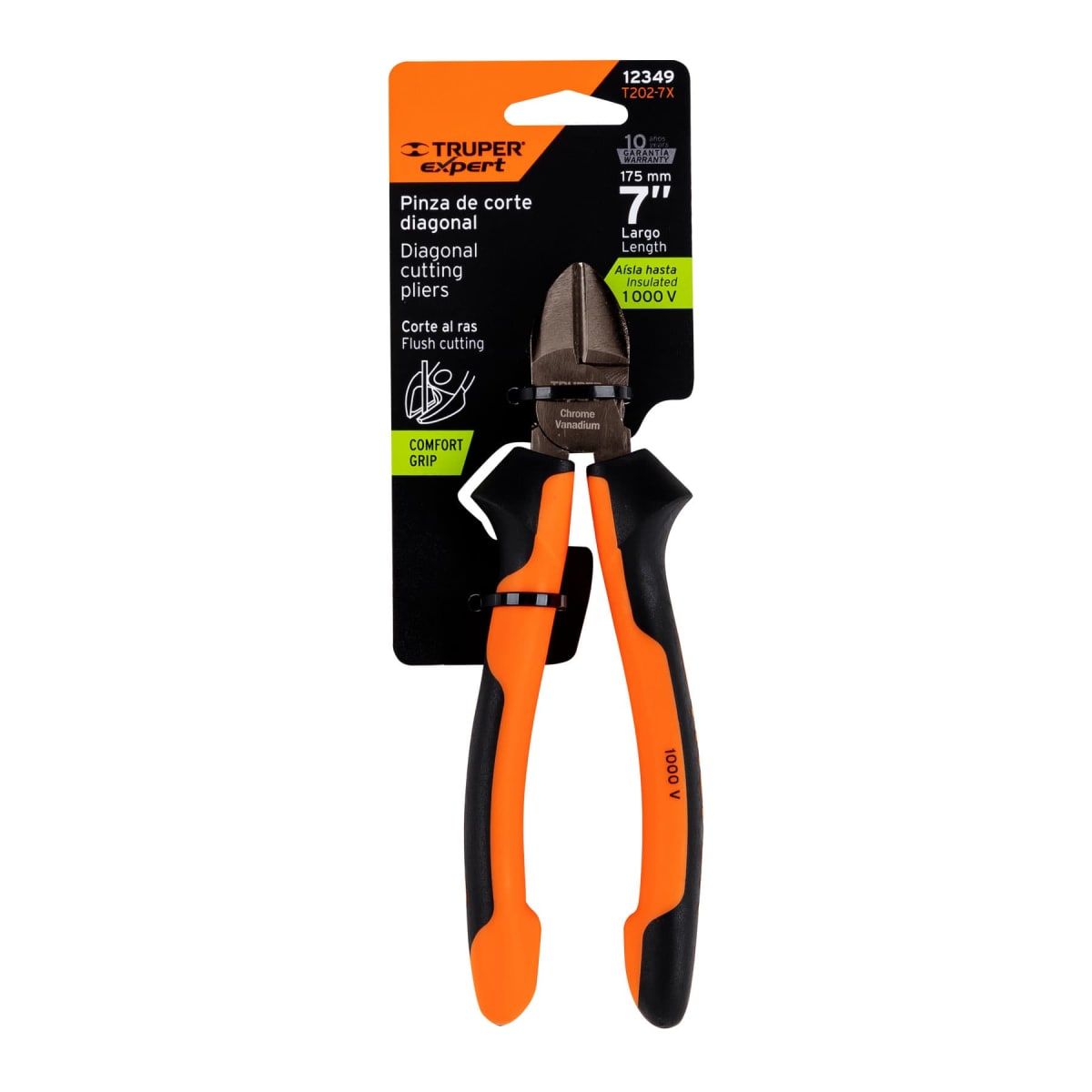 Alicate Corte Diagonal 1000V Mango Confort Grip Truper 173315