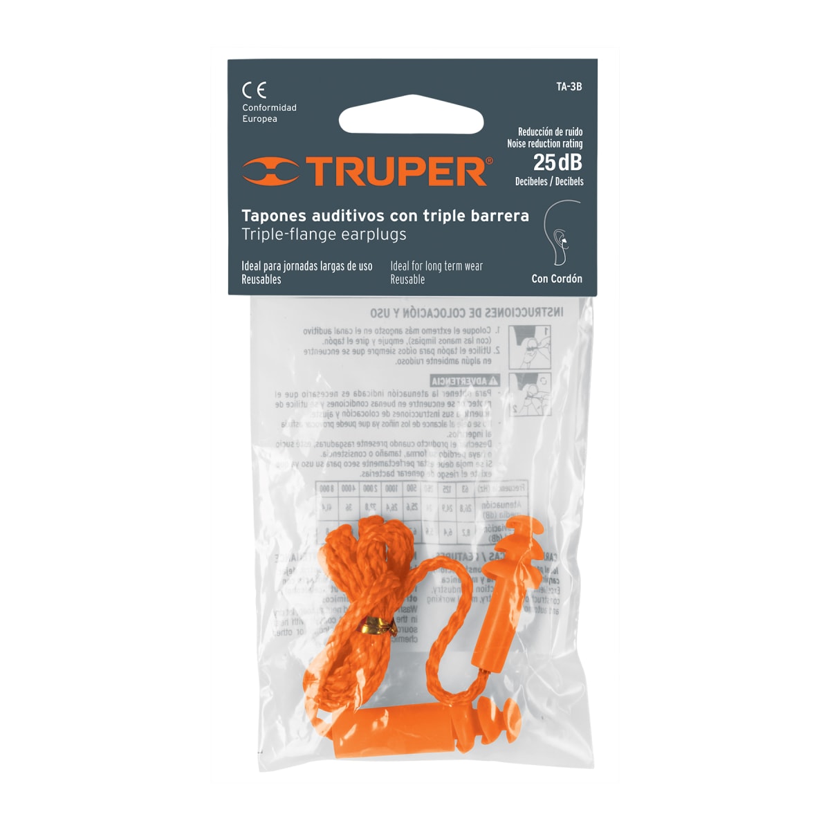Tapón Auditivo Triple Barrera Con Cordón Truper 142254