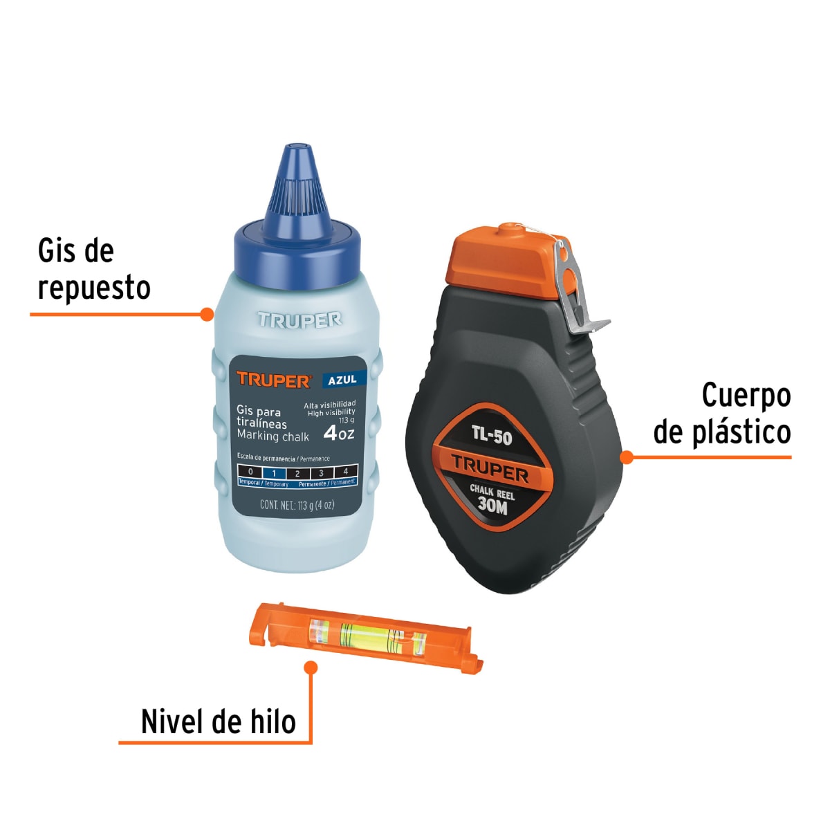 Tiralíneas Plástico 30M/100 Pies C/Gis Truper 185742