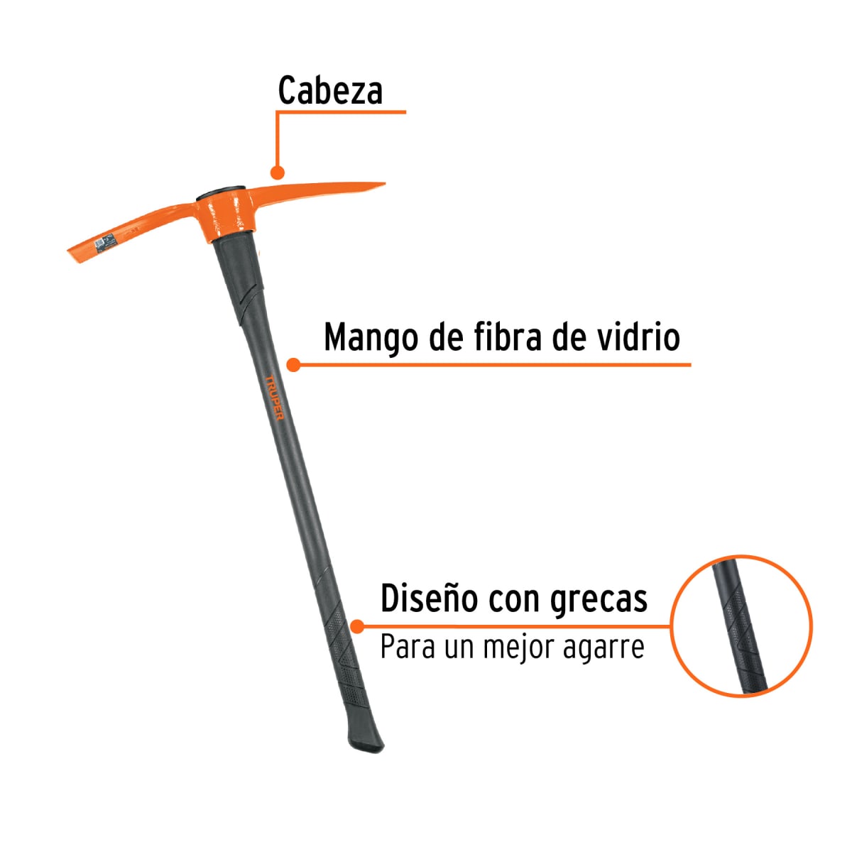 Tp-5Mx Zapapico 5 Lb Mango Fibra de Vidrio 36
