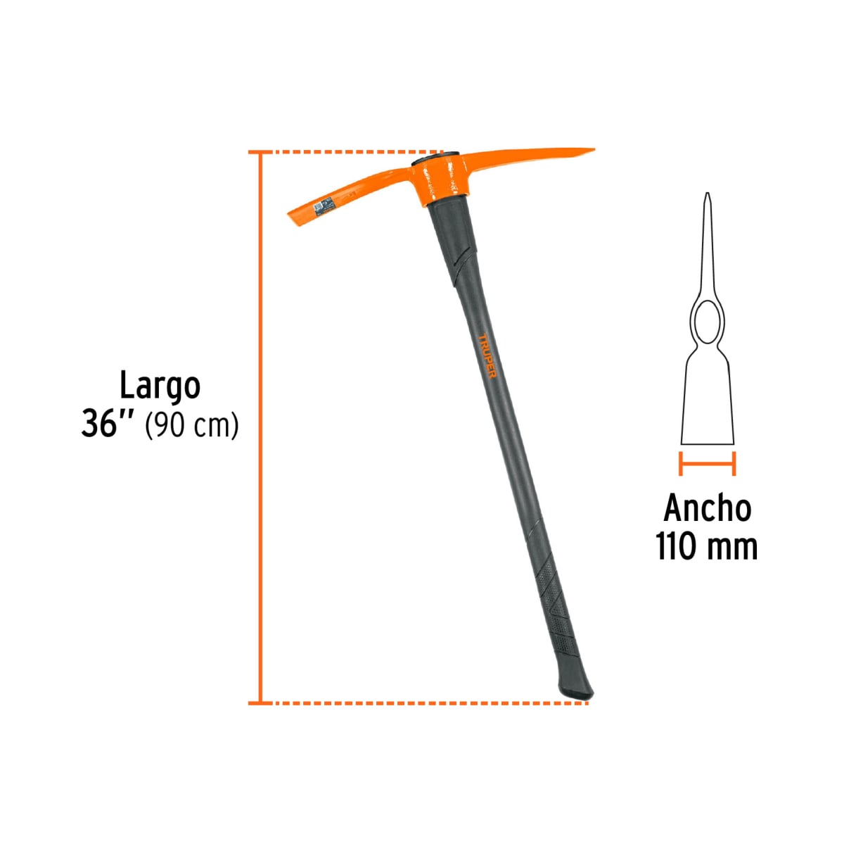 Tp-5Mx Zapapico 5 Lb Mango Fibra de Vidrio 36